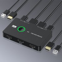 Video Switcher Keyboard Mouse Printer KVM Hub Adapter Plug and Play USB Switcher Splitter Display Equipment for 2 PC Sharing