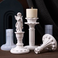 European Style Candle Holder Silicone Mold DIY Scented Candle Base Candlestick Gypsum Resin Mold Craft Gift Home Decor Ornaments