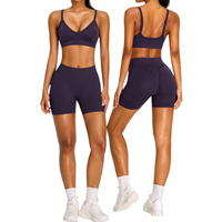 Seamless 2PCS Yoga Suit Sports Set Women Tracksuit Gym Clothes Quick Drying Fitness Sports Bra High Waist Shorts Workout Sets