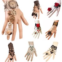 Women's Vintage Steampunk Gloves Wrist Cuff Gear Girls Jewelry Accessories Victorian Bracelets Costume Lace Handwear