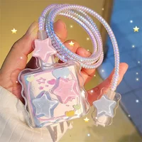 Kawaii Cute 3D Star Love Heart Wave Border USB Protector Cover for IPhone 18/20W Data Line Head Cord Fast Charging Case
