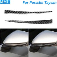 For Porsche Taycan 2019-2026 Carbon Fiber External Rearview Mirror Side Panel Cover Decorative Strips Car Accessories Sticker
