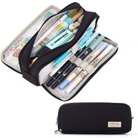Kawaii Pencil Case Large Space Storage 3 Compartment Pouch Double Side Opened Student Stationery Desk Organizer School Supplies