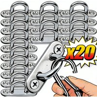 Stainless Steel Hook Eye Plate Heavy Duty Oblong Ceiling Hooks Pad Marine Hardware Hooks Home Garage M5/M6 U Hanger Ring 5-20pcs
