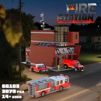 3079PCS Feuer Rettungs Station Bausteine Feuer Lkw Krankenwagen Feuer Polizei Auto MOC Modell Bricks Kinder Pädagogisches DIY Spielzeug geschenke