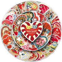 50/100PCS Retro Valentine's Day Stickers, Festival Love Victoria Style Waterproof Decorative Card Sticker