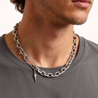 Hip Hop Splicing Chain Necklace for Men Boys,Stainless Steel Paper Clip Four-point Star Charm Chokers,Punk Streetwear Jewelry