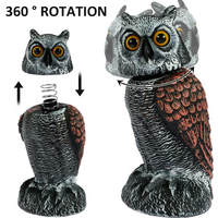 Owl Scare Bird Control Devices with 360° Swivel Head Waterproof Fake Owl Scarecrow Decoy Lifelike Simulation Owl Bird Deterrent