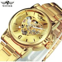 WINNER Luxury Skeleton Automatic Mechanical Watch for Women Luminous Hands Gold Fashion Elegant Ladies Watches Top Brand Gifts
