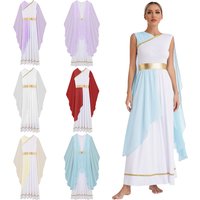 Elegant Womens Roman Toga Dress with Metallic Waistline Chiffon Cap Sleeves Gold Trim for Greek Stunner Cosplay Halloween