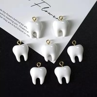 10pcs Resin Charms White Small Teeth Pendant For Necklace earrings DIY crafts Jewelry Accessory
