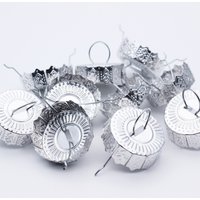 100 Pieces x DIY Creative DIY Christmas Xmas Decorations Ball Hook Ornament Classic Silver Pendant Hanger Tops Hanging Caps