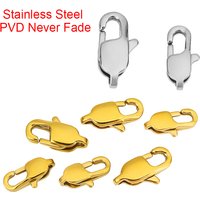 10pcs 11 13 mm Stainless Steel Lobster Clasps Necklace Hooks PVD Never Fade Bracelets Connectors For Jewelry Accessories Making
