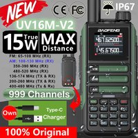 Ulepszenie Baofeng UV16M V2 Walkie Talkie 15W Wysoka pojemność AM FM 2-drożne radio Pełne pasmo LCD 999CH Kopiowanie częstotliwości NOAA Redukcja