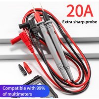 10A 20A Thickened High Temp Red & Black Multimeter Test Leads, Universal High Quality PVC Wire Steel Needle Probes
