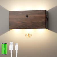 Lampa ścienna na baterie z czujnikiem ruchu Lampa ścienna LED bezprzewodowa do przedpokoju Salon Sypialnia Garaż 6W 4000mAh Kolor orzechowy Dec