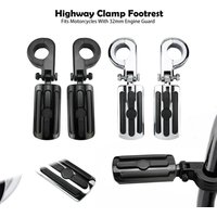 1.25'' 32mm Crash Bar Foot Pegs Motorcycle Engine Guard Footpeg Highway Clamp Footrest For Harley Bobber Touring Softail For BMW