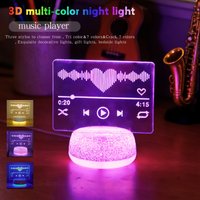 Music player 3D night light, suitable for decorating music rooms, bedrooms, study rooms, living rooms, etc., birthday gifts