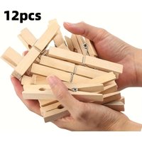 12Pcs Natural Wooden Clothes Pegs Strong Grip Durable Laundry Clips Outdoor Indoor Clothing Hanging Fastener Clothespins