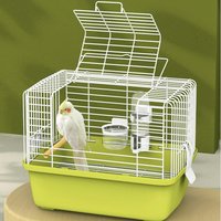 Portable Bird Travel Carrier Cage 360° Full View Wire Carrier with Feeder & Water Cup & Brush & Perch for Cockatiels Parakeets
