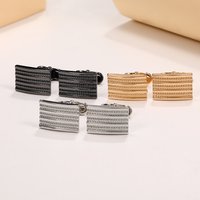 Men's High-end Alloy Cufflinks Simple Style Rectangular Stripes Embossed French Business Shirt Cufflink Fashion Man jewelry