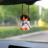 1PC Cute Car Pendant Swinging Sunglasses Duck Hanging Swing Rearview Mirror Decoration