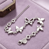 Luxury Designer Cute 925 Sterling Silver Trend Butterfly Bracelets for Women lady Party Wedding Jewelry Anniversary Gifts