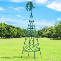 qwERGOMASTER 253 CM Garden Windmill, 4-Leg Heavy Duty Metal Wind Spinner w/ Ground Stakes, X Shaped Structure, Water Proof Decorative Weather Vane for Yard, Farm, Garden, Parke