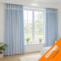 2pcs Lace Hook Style Double Layer Curtains, Princess Style Blackout Sheer Curtains for Bedroom (Rod Not Included)