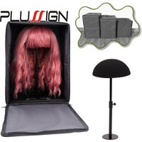 Boîte d'exposition de perruques anti-poussière pour Salon, sac de transport à main pour perruques toupet de cheveux, taille M pour cheveux longs et courts, sac de perruque Plussign