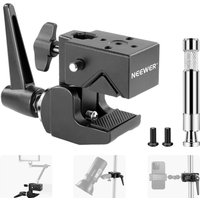 NEEWER Super Clamp with 5/8" Stud, Spring Lock, 2.4" Jaw Grip Heavy Duty Crab Pole Clamp for Round Pipe Flat Surface