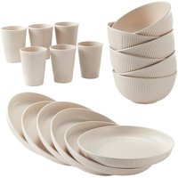 B97A-Household Plate Bowl Cup Cutlery Set-1Set Straw Cutlery Includes 6 X Cups+ 6 X Bowls+ 6 X Plates, High Quality