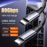 USB C Cable 80Gbps USB 4 Cables 240W Gen 4 Data Cable Compatible with Thunderbolt 5 Cable Right Angle 90 Degree USB Type-C Cable
