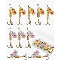 10 Pieces 6.7cm 7g Spinning Spoon Metal Bait Fishing Lure with Sequin Crankbait for Bass Trout - Set of 10