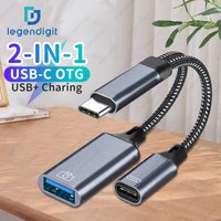 2in1 Type C to USB A OTG Cable Phone Adapter with Charging Cord and USB Port for iPhone15 16 Pro Mac iPad Samsung Huawei Laptop