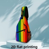 Rainbow Stripe Print Sling Bag 2D Flat Printing Crossbody Chest Bag Lightweight Nylon Shoulder Backpack for Pride Travel Daily
