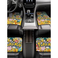 Pokemoned Characters Cartoon Car Floor Mats Carpet Set of 4 Anti-Slip Universal Automotive Floor Mat Fit for Sedans Cars