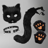 Furry Animal Ears Hair Hoop Tail Set Long Plush Fox Tail Fox Ear Headpiece Lolita Cosplay Halloween Carnival Party Decor Costume