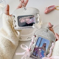 Personalisierter Maßgefertigter Silberner Leder-PU-Kartenhalter Dreizoll-Kleiner Kartenhalter-Anhänger Schutzhülle DIY-Band-Kartenhalter