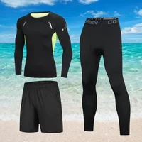 Men's swimsuit set, full-body sun protection long-sleeved shirts, long pants, swimming trunks, surfing and diving suits