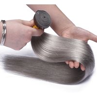 Gray Hair Weft Bundles Brazilian Grey Straight Human Hair Bundles Three Pieces Hair Weaving HairUGo Brazilian 10-30 Inches