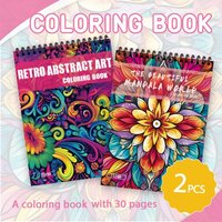 2pcs Mandala Coloring Book Set, Abstract Style, 30 Unique Designs, 11.2 X 8.3 Inches,Perfect Gift for Birthdays and Holidays