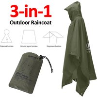 Outdoor 3 In 1 Raincoat Hooded Sleeve Waterproof Rain Poncho Motorcycle Rain Cover Camping Hiking Travel Portable Rainwear Tent