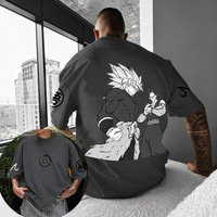 Dragon Ball Z Goku Super Saiyan 3 Manga Style T-Shirt for Men, 100% Cotton Summer Casual Streetwear, Black and White Print