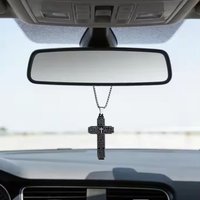 Car Mirror Pendant Cross Necklace, Unisex, Stainless Steel Lord's Prayer Cross Necklace with Bible Verse