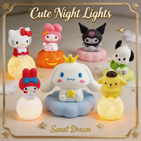 New kawaii Sanrios Enamel Cartoon Kuromi Cinnamon Pochacco Small Cloud Table Night Light Illuminating birthday Decoration gifts