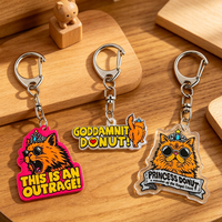 Cat Keychains Funny Cartoon Acrylic Key Rings "This Is An Outrage" Cute Cat Pendant Key Chains for Bag Charms Fans Gifts