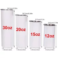 12oz/15oz/20oz/30oz SublimationTumblers Stainless Steel Insulated Cup Straight Thermoses Portable Vacuum Flasks Water Bottles