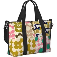 Orla Kiely Flowers Abstract Beach Travel Bag Large Capacity Tote Bags for Gym Sport Women Shopping Duffle Shoulder Bag