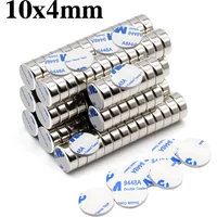 10x4mm N35 Super Strong Neodymium Magnet Round With double-sided adhesive NdfeB Powerful Permanent imans Refrigerator Magnets